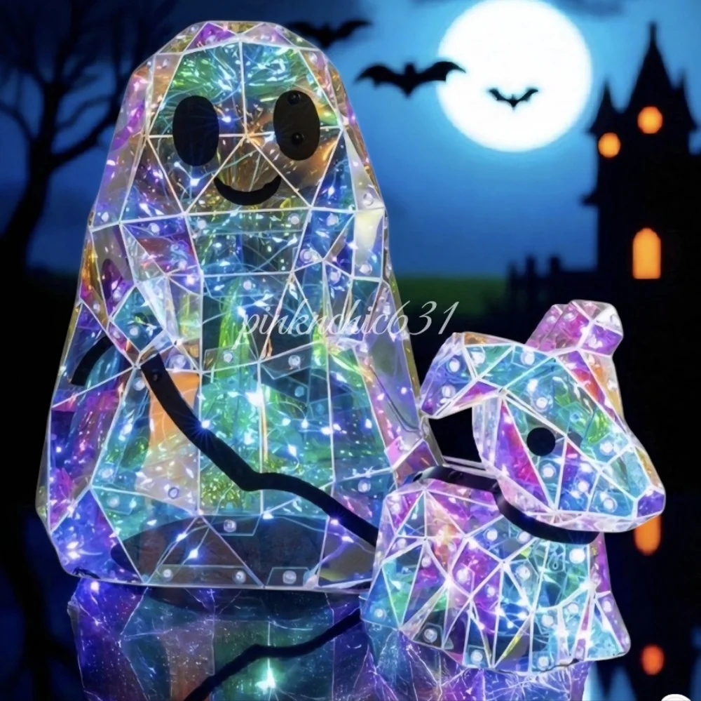VIRAL Christian Siriano Halloween Ghost Walking Dog LED Iridescent Light Up